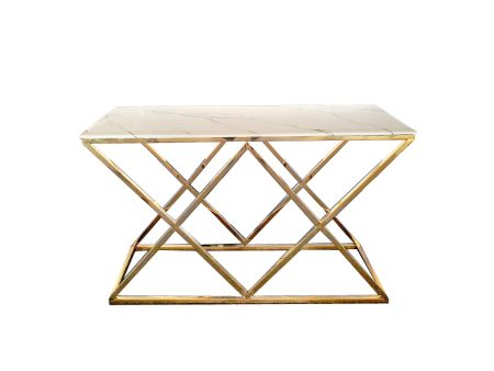 Alsea Console Table Gold Base - White Marble Fashion