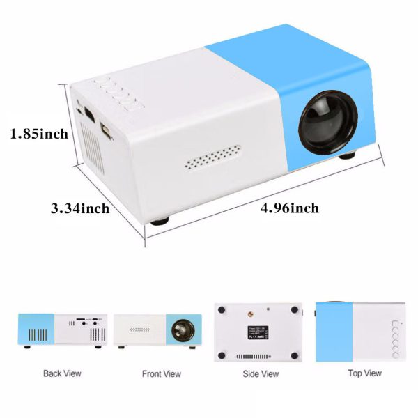 Mini Home Portable Cinema Projector - LED Compact Entertainment Projector for Movies & Gaming (White+blue) Fashion