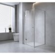 90x80cm Corner Frameless Shower Screen with White Channel and SS Hinges, Square Knob Handle Cheap