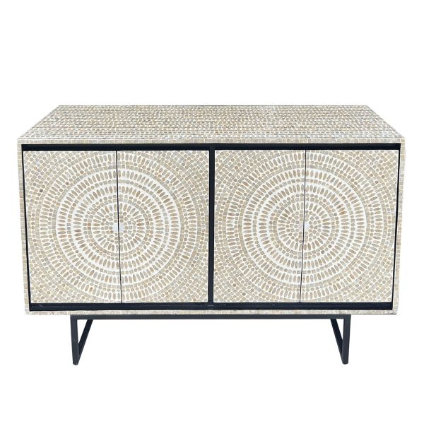 MOTHER OF PEARL HAND MADE SWIRL SIDEBOARD Online now