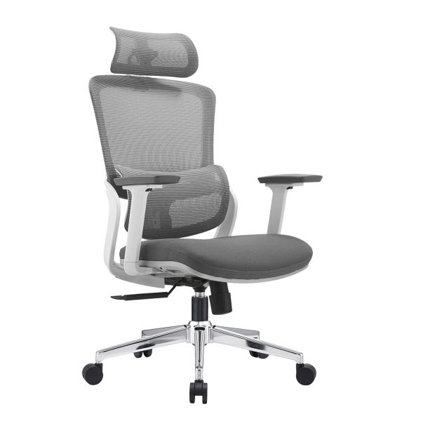 Elena High Back Fabric Seat Ergonomic Office Chair In Grey For Discount