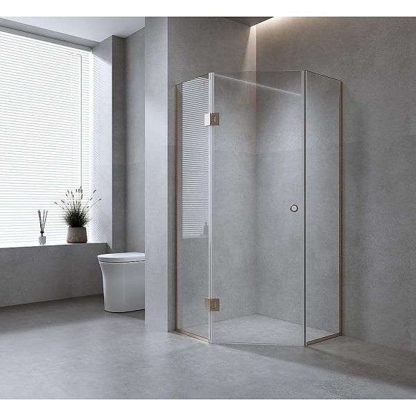 90cm Frameless Diamond Shower Screen with Chrome Channels and SS Hinges & Round Handle Sale