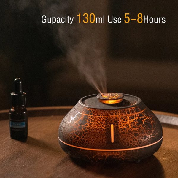 Flame Mountain Aroma Diffuser - 7-Color LED Light, 130ml Capacity, Ultrasonic Mist Maker for Home or Office,  Black Cheap