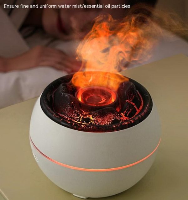 Volcanic Flame Aroma Diffuser (White Ordinary Style)- 360ml Ultrasonic Humidifier with 7-Color LED Light and Adjustable Mist for Home and Office Sale