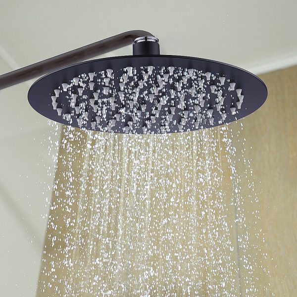 200mm Shower Head Round 304SS Electroplated Matte Black Finish Discount