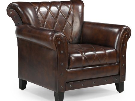 STUDDED LEATHER ARM CHAIR Online Sale