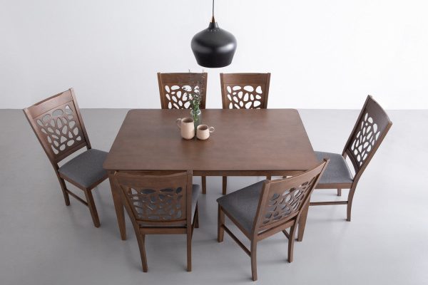 ALLEGRO Dining Table + 6x ASBEL Dining Chair - 7 Piece Dining Set - Cocoa For Discount