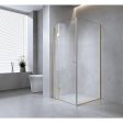 90x70cm Corner Frameless Shower Screen with Chrome Channel and SS Hinges, Round Handle Sale