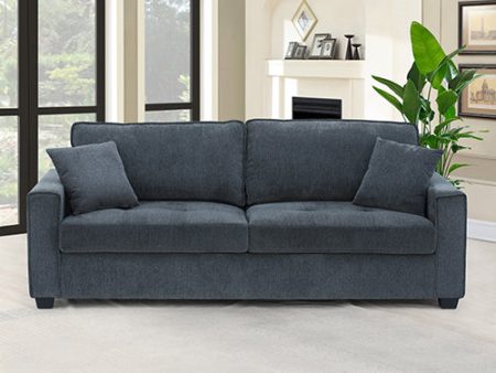 3 Seater Sofa Set Polyester Fabric Charcoal Multilayer Two Pillows Individual Pocket Spring Online now