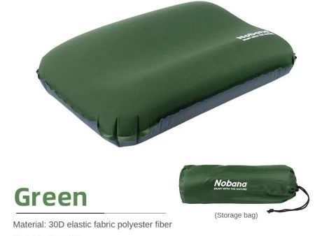 Dark Green Automatic Inflatable 3D Outdoor Sponge Pillow - Portable Camping Travel Neck Cushion, Comfortable Air Mattress for Tent, Versatile Nap Pillow Discount