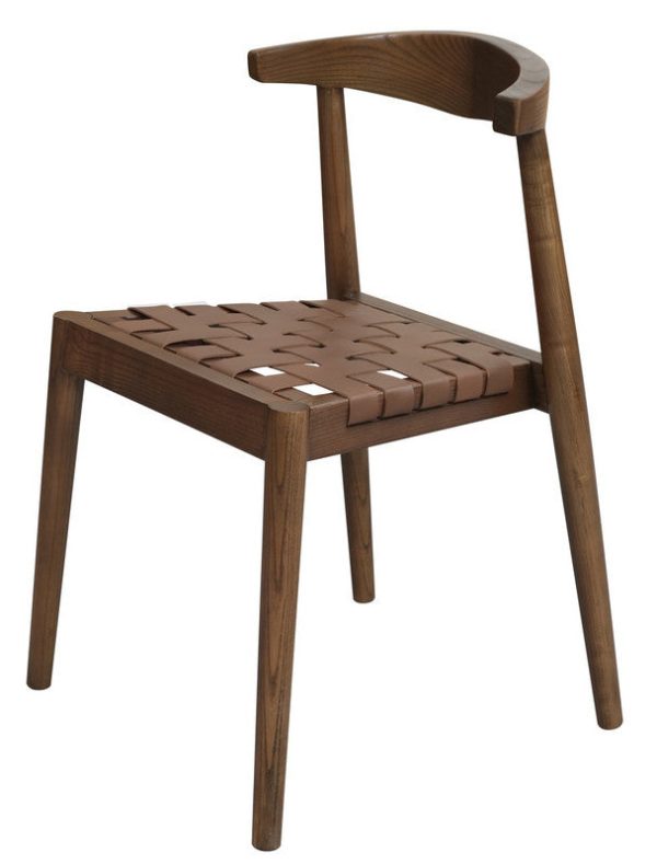 Elliot Leather Dining Chair (Walnut) Fashion