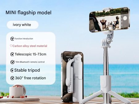 White Portable Selfie Stick Tripod with Bluetooth Remote - Compact and Adjustable Fashion