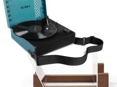 Victrola Revolution Go Turntable - Blue + Bundled Crosley Record Storage Display Stand Online Sale