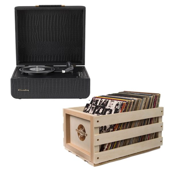 Crosley Mercury Turntable - Black + Bundled Crosley Record Storage Crate Online Sale