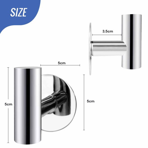 2 Pcs Wall Mount Self Adhesive Bathroom Towel Hooks Holder Cloth Hanger Hook Door Hanger Poliched Chrome Hot on Sale