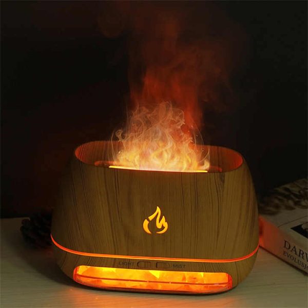 Black Himalayan Salt Flame Aroma Diffuser - 250ml Ultrasonic Humidifier with 7-Color LED Light for Relaxation and Decor Sale