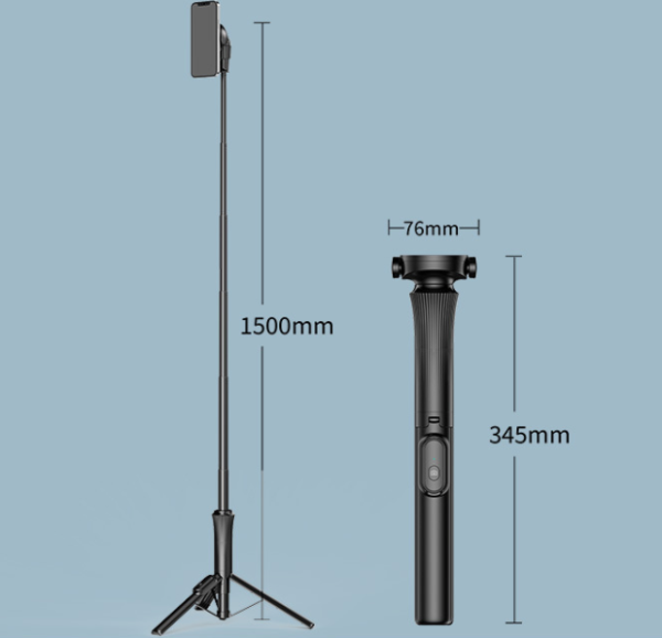 Black Multifunctional Foldable Selfie Stick with Tripod Stand & Bluetooth Remote Hot on Sale