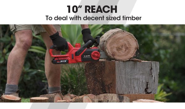 Baumr-AG 20V 10 Inch Electric Cordless Chainsaw 2Ah Lithium Battery Lightweight Wood Garden Cutter For Discount