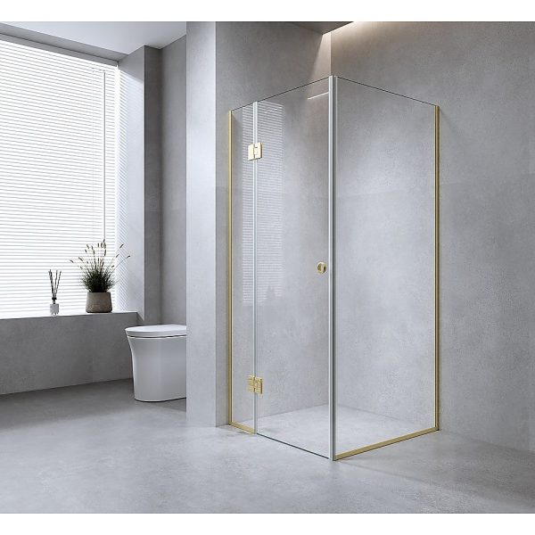 100x90cm Corner Frameless Shower Screen with Chrome Channel and SS Hinges, Round Handle For Cheap