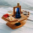 Sycamore Log Color Portable Wooden Picnic Table - Wine Glass & Snack Holder Cheap