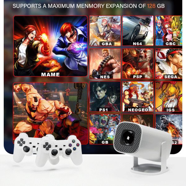 P30 Max 4K Ultra HD Projector with 3D Gaming - Includes 2 Wireless Controllers, Remote Control, and Streaming Support Online Sale