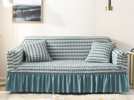 Elastic sofa cover-two-color blue (235-300cm) on Sale