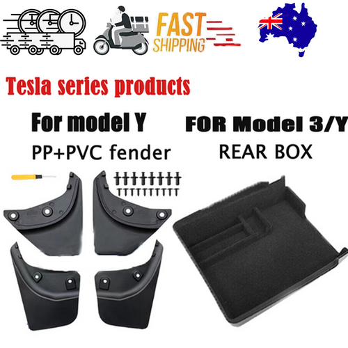 Tesla model Y front and rear PP PVC fender 4 and fit Model 3 Y central control rear storage box push-pull For Cheap