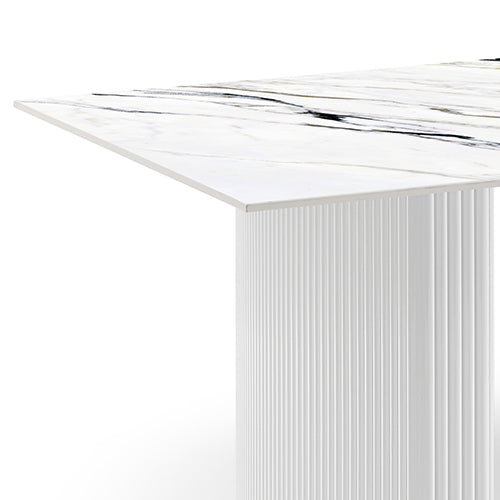 Dining Table Sintered Stone Top MDF Table Base High Glossy White Online now