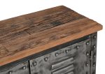 VINTAGE IRON LOCKER SIDEBOARD WITH RECLAIMED RAILWAY SLEEPER WOOD Online now