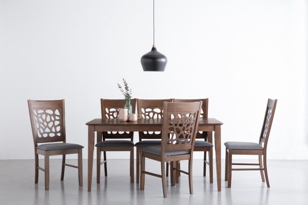 ALLEGRO Dining Table + 6x ASBEL Dining Chair - 7 Piece Dining Set - Cocoa For Discount