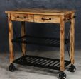 HARDWOOD BUTLERS TROLLEY ON WHEELS DISTRESSED FINISH Online now