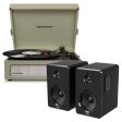 Crosley Voyager Bluetooth Portable Turntable - Sage + Bundled Majority D40 Bluetooth Speakers - Black Online now