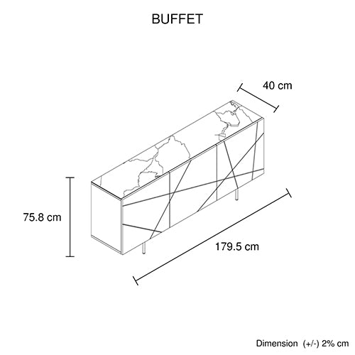 Buffet Sideboard Colour Ceramic Top MDF in Glossy White Gold Colour For Cheap