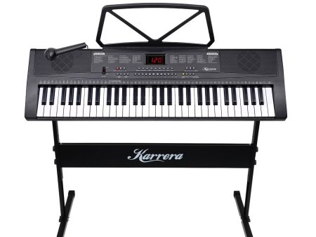 Karrera 61-Key Electronic Piano Keyboard 75cm with Stand - Black on Sale