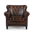 STUDDED LEATHER ARM CHAIR Online Sale