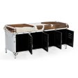 COWHIDE IRON LOCKER BENCH For Sale