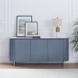 Buffet MDF Glossy Surface Ceramic Top Dark Blue Storage Cabinet Online