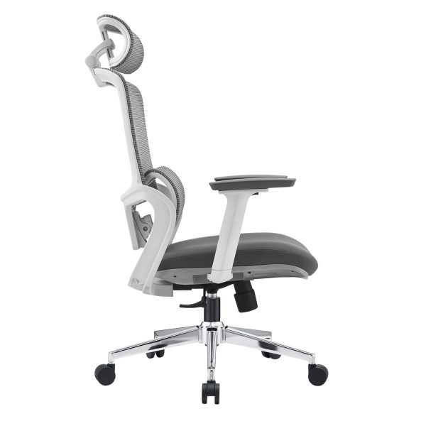 Elena High Back Fabric Seat Ergonomic Office Chair In Grey For Discount