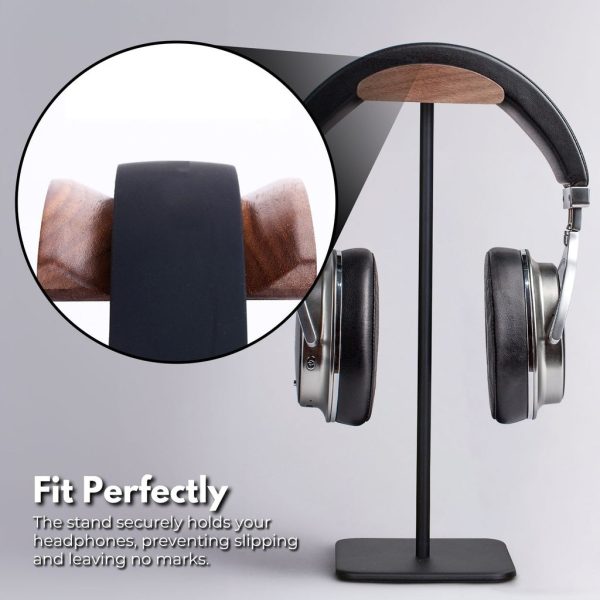 VOCTUS Walnut Wood & Aluminum Headset Stand (Black) Online Hot Sale