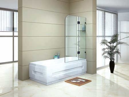 90cm Frameless Glass Bath Screen with Brass Brackets - Gunmetal Cheap