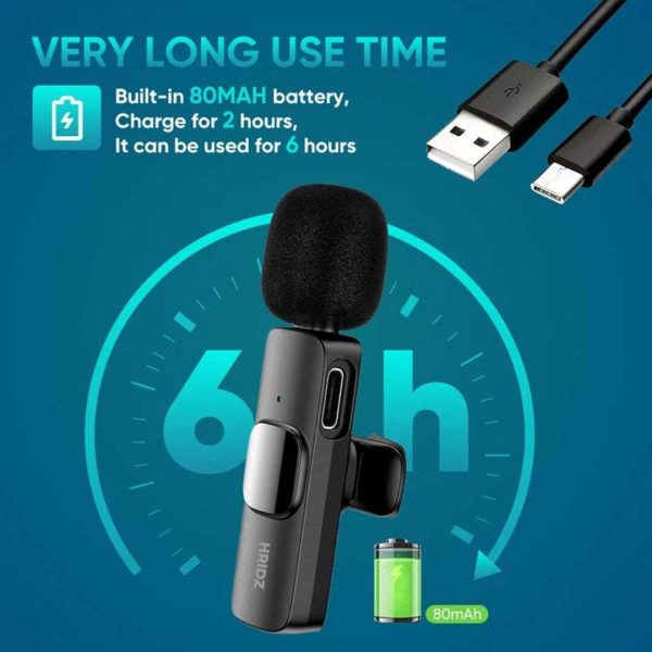 Hridz K9 Wireless Rechargeable 2 in 1 Type-C Microphone For Podcast Recording Interview Online