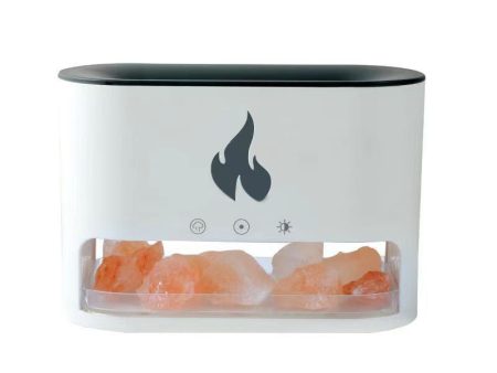 White Himalayan Salt Flame Aroma Diffuser - 250ml Ultrasonic Humidifier with 7-Color LED Light for Relaxation and Decor Online now