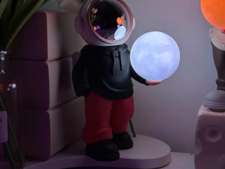 Holding the romantic moon (black top + red pants) Creative Astronaut Bluetooth Speaker with 3D Starry Sky Lighting, Portable Wireless Moon Lamp Speaker - Perfect Gift for Space Enthusiasts Discount