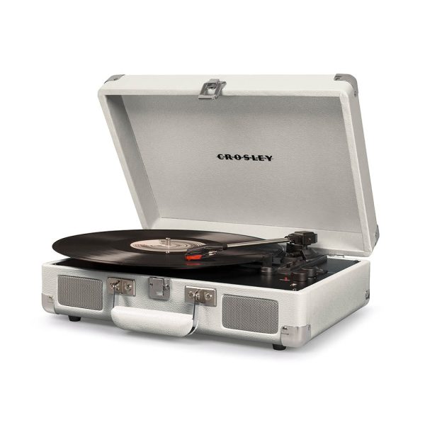 Crosley Cruiser Bluetooth Portable Turntable - White Sands + Bundled Majority D40 Bluetooth Speakers Online Sale