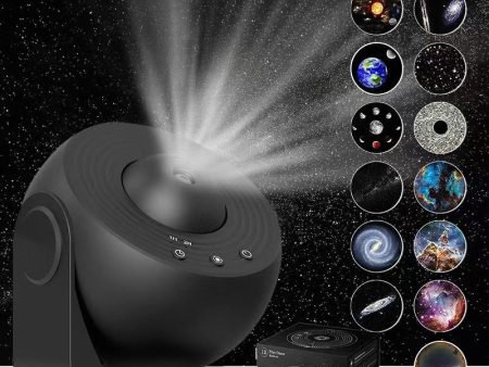 High-Definition Focusable Starry Galaxy Projector Lamp - Creative Bedroom Mood Light with 13 Film Slides (Black) Online Hot Sale