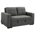 Sarantino Hoffman Linen Dark Grey Convertible Sofa Bed Couch Lounge With Cushions Cupholders Scandinavian-style Wooden Frame And Legs Online now