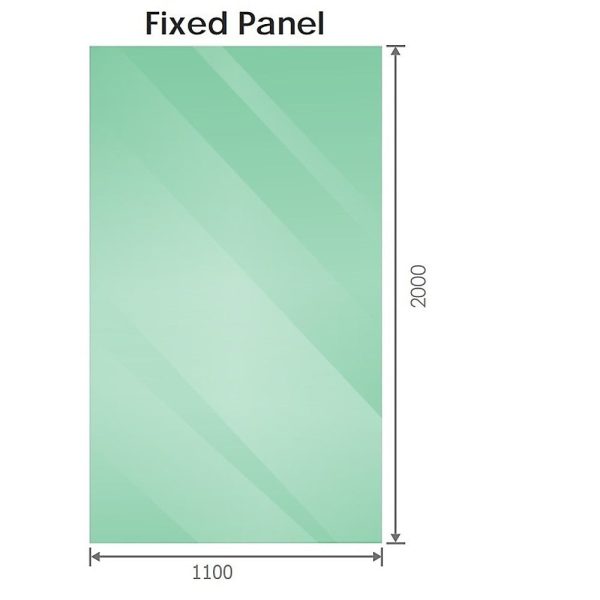 110x200cm Single Shower Glass Screen with White Wall Channel Sale