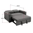 Sarantino Hoffman Linen Dark Grey Convertible Sofa Bed Couch Lounge With Cushions Cupholders Scandinavian-style Wooden Frame And Legs Online now