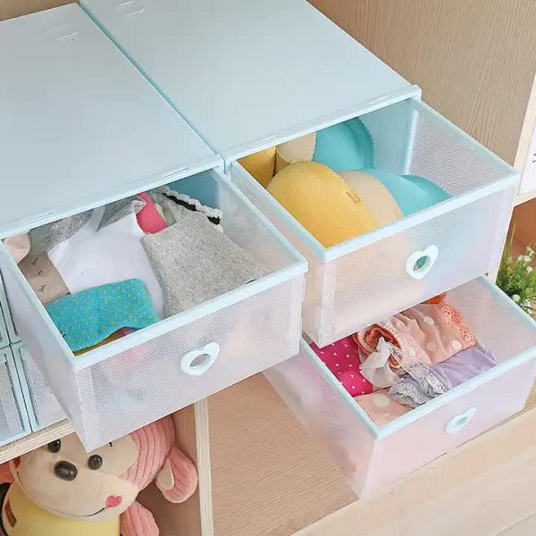 Stackable Transparent Shoe Storage Boxes with Heart-Shaped Handles (Set of 5) 31*20*12cm Blue Online now