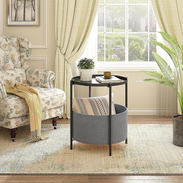 Round Side Table Bedside Storage Basket Cheap